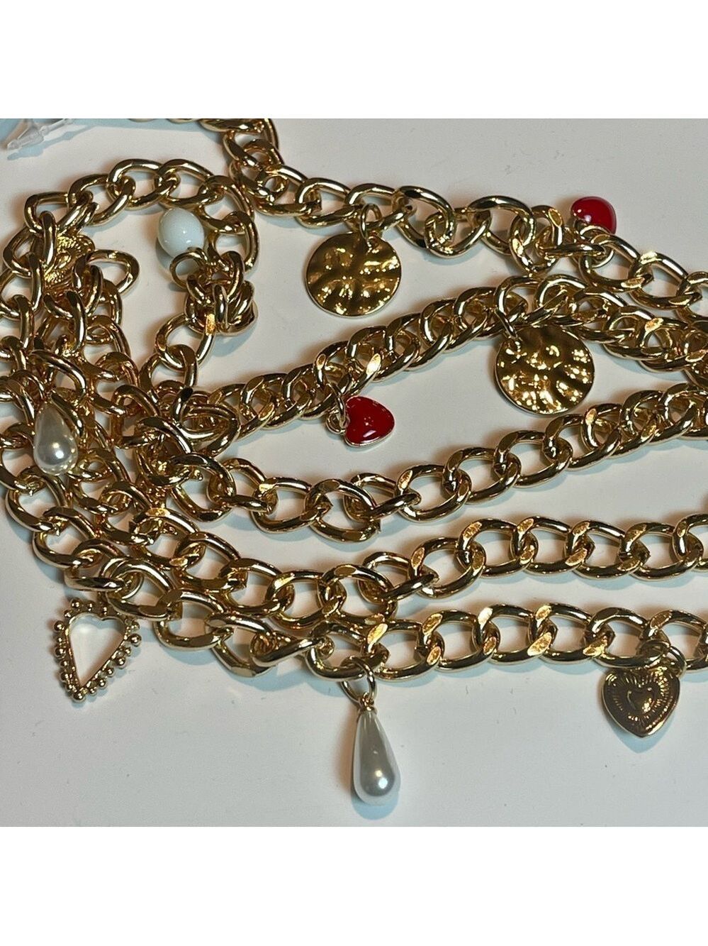 Betsey Johnston Gold-Tone Chain Belt with Charms Sz M/L - Picture 7 of 8